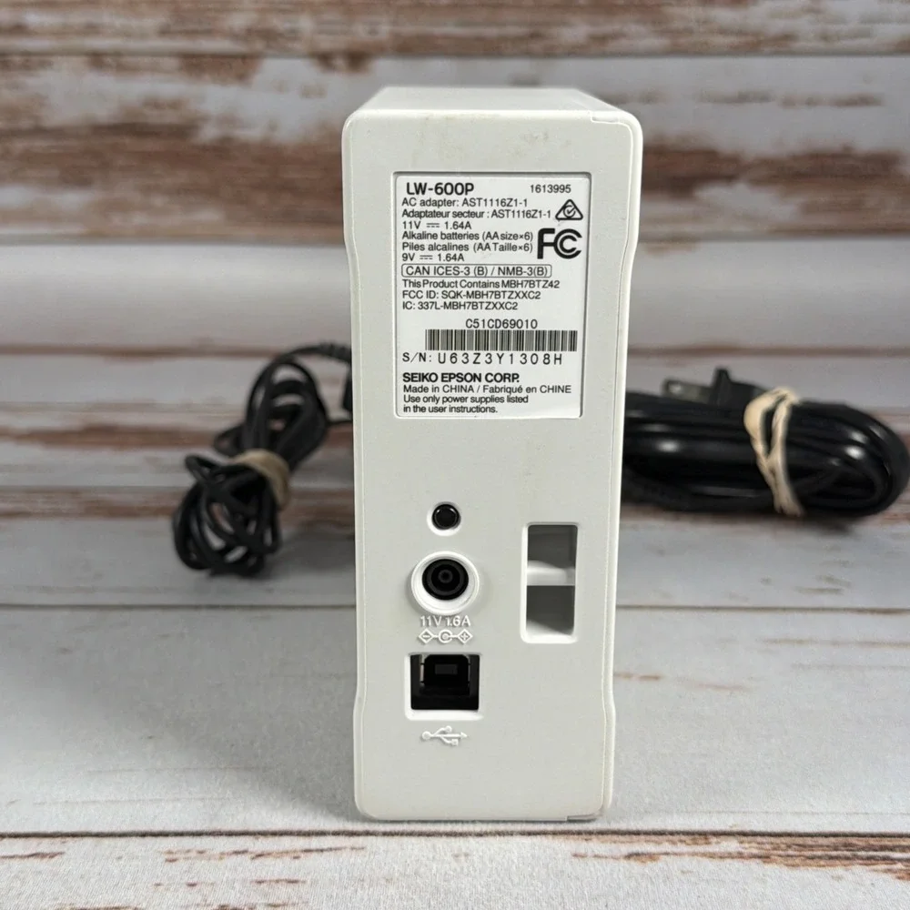 LW-600P Epson Bluetooth Label Printer w AC Adapter Used